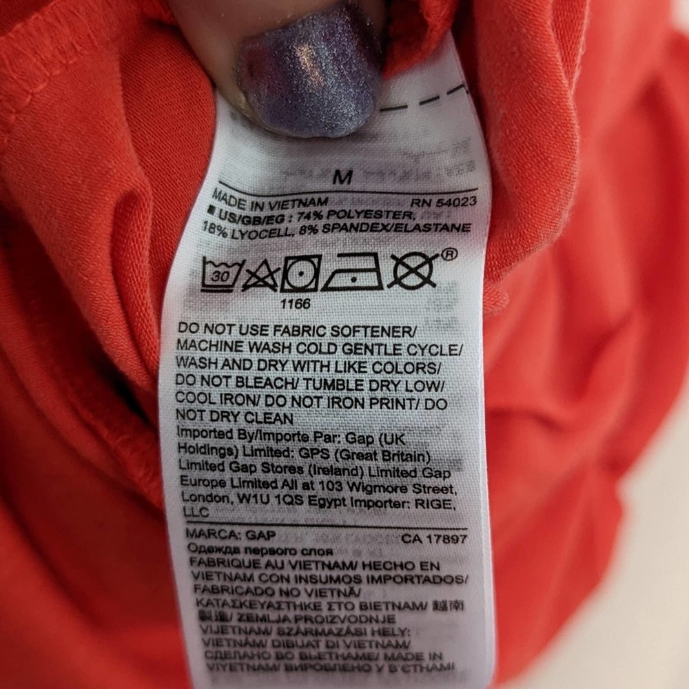GAP Body Lace Up Back Coral Medium Long Sleeve Comfy - Picture 5 of 5